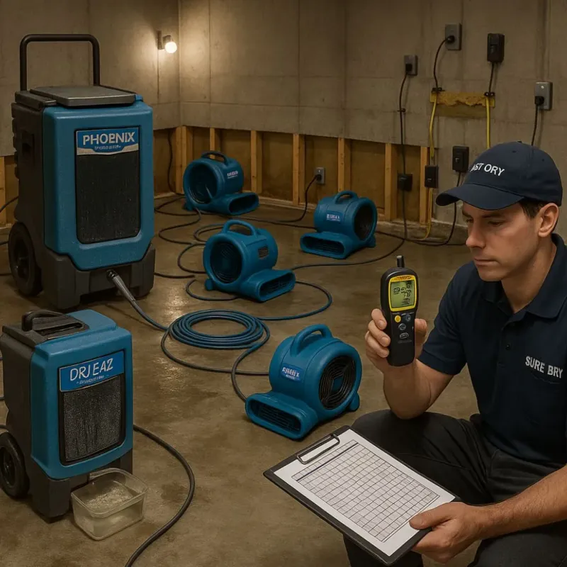 Structural Drying and Dehumidification process in Onancock, VA